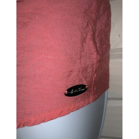 ANTILIA FEMME Sz LARGE Peach Ruffled Neck Sleeveless Peasant Blouse Boho EUC - Picture 6 of 9